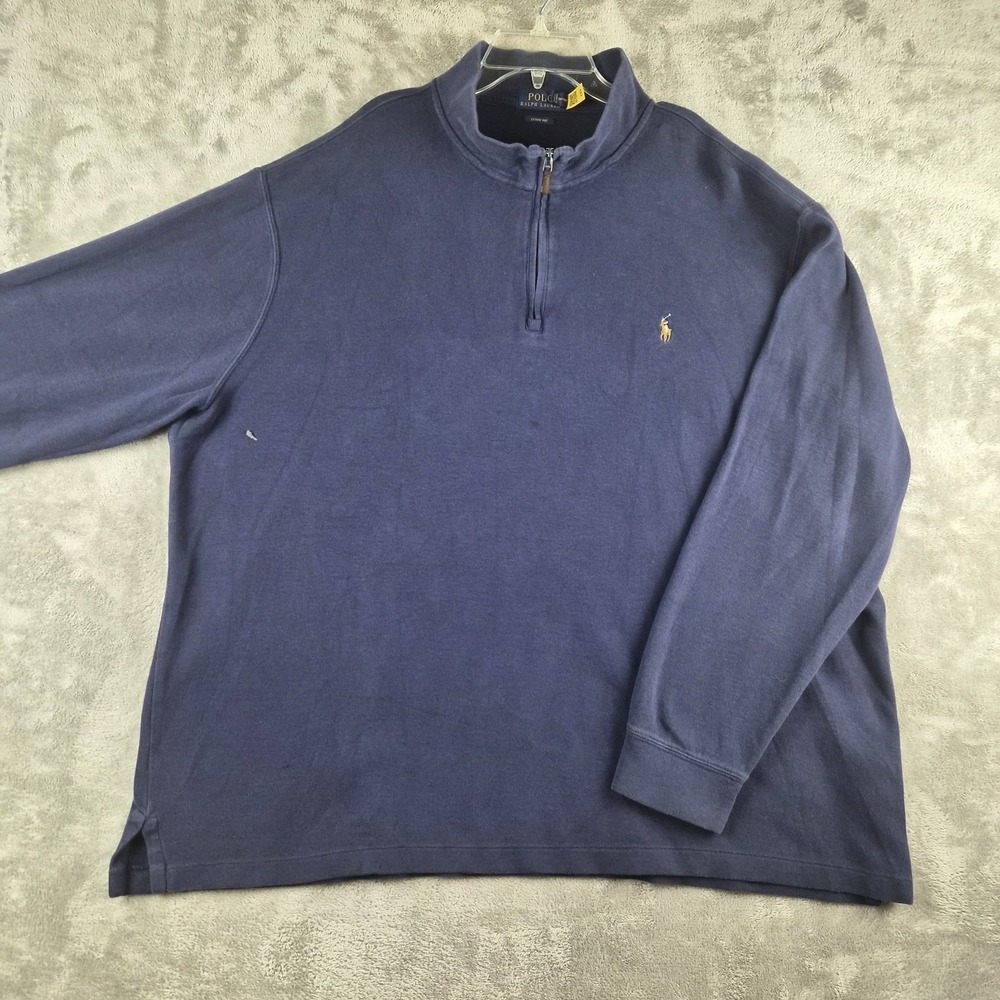 Polo Ralph Lauren Estate Rib Pullover Mens 2XB Big Tall Navy Blue 1/4 Zip Pony